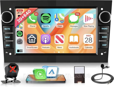 Автомагнітола Android 2/64GB 7" для Opel/Vauxhall Corsa Astra Vivaro Zafira CarPlay Android Auto GPS Wi-Fi