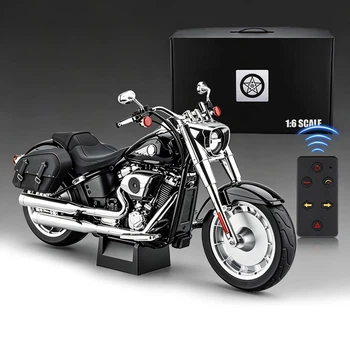 Колекційний мотоцикл Harley-Davidson Fat Boy з пультом ДК Модель 1:6 Чорний