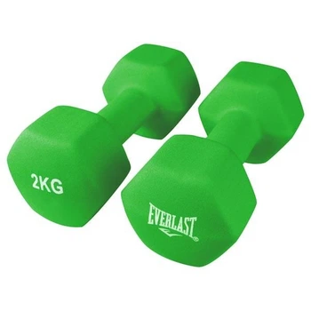 Гантелі Everlast 2 кг × 2 шт метал у вініловому покритті зелені — компактні фітнес-гантелі для спорту вдома та в залі