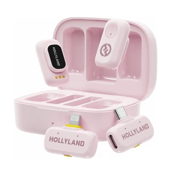 Микрофон петличный 2 шт Hollyland Lark A1 Combo розовый Lightning + Type-C для iPhone/ Android із зарядним кейсом (33352019)