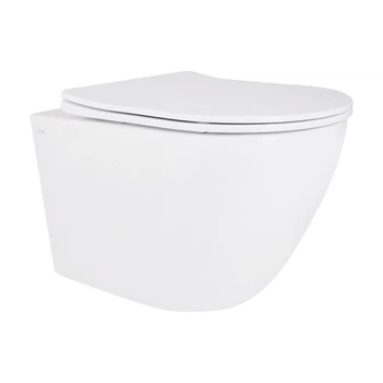 Унитаз подвесной Qtap Robin Mew безободковый с сиденьем Soft-close QT13332381АSW