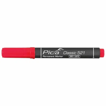 Маркер перманентный Pica 521/40 Classic Permanent Marker Chisel tip, с скошеным носиком, красный