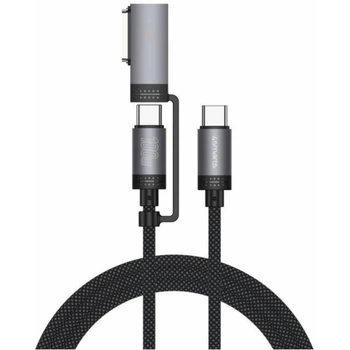 Кабель USB-C 4smarts Explorer ComboCord 100 W 2 м з адаптером MagSafe Black (4252011910236)