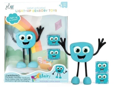 Сенсорна світлова іграшка для ванни Glo Pals - Фігурка Блер з бірюзовими кубиками (0850016823052)