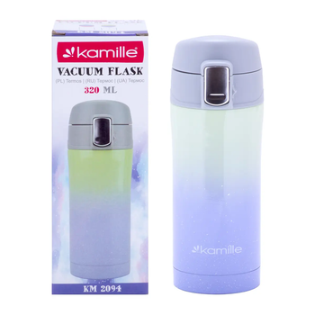 Термос Kamille KM-2094 320 мл фиолетово-зелёный, нержавеющая сталь, питьевой, герметичный