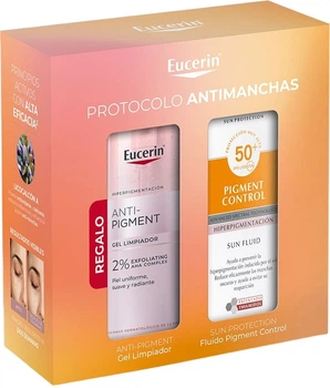 Набір сонцезахисної косметики Eucerin Sun Protection Флюїд Pigment Control SPF 50+ 50 мл + Гель для вмивання Anti Pigment 200 мл (4005800386695)