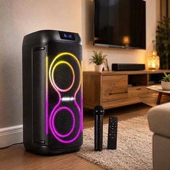 Портативная колонка ZXX 1200Вт 2x6.5" Bluetooth TWS караоке с микрофоном FM USB LED подсветка пульт беспроводная акустическая система (9О55)