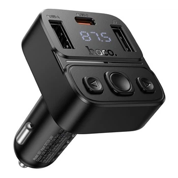 АЗП/ФМ Модулятор HOCO E87 Delta 35W(1A1C) car BT FM Black