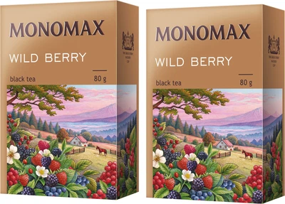 Упаковка чая Мономах черного Wild Berry 80 г х 2 шт (2000006781079)