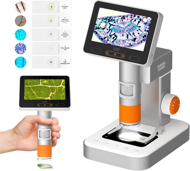 Мікроскоп цифровий MatataStudio MX2-AS 2-в-1 екран 4,3" LCD зум 100x-1600x оранжевий
