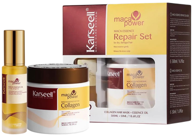 Zestaw do pielęgnacji włosów Karseell Maska do włosów kolagenowa 500 ml + Olejek arganowy do włosów 50 ml (9501495915721)