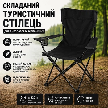 Складной туристический стул черный портативный кемпинговый стул для рыбалки и отдыха