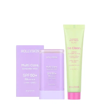 Набор для лица Hollyskin – солнцезащитный стик Multi Care. SPF 50+ очищающий крем So Clean 40 мл