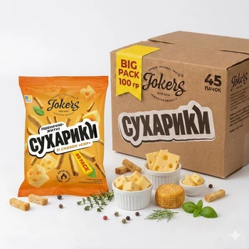Ящик сухариків пшенично-житніх 45 уп Сир Big pack Jokers м/у 100г