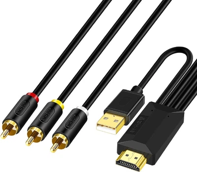Кабель-переходник JH Z131C HDMI–3xRCA 1080p 1 м черный