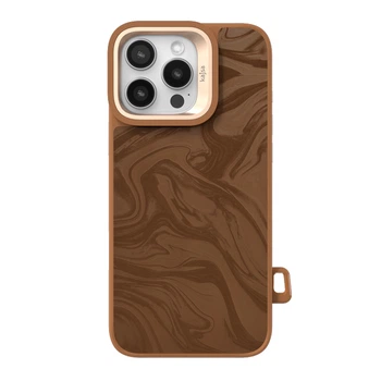 Противоударный чехол Kajsa Glamorous Collection Fluid Art Pattern для iPhone 16 Pro Max Brown