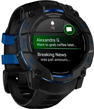 Смарт-годинник Garmin Instinct 3 50mm AMOLED Black with Bolt Blue Accents (010-03020-03)
