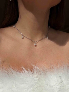 Серебренная цепочка с жемчужинками 5633