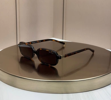Сонцезахисні окуляри Miu Miu SMU 11ZS черепахові прямокутні вузькі ацетатні, коричнева лінза, жіночі,