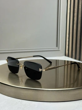 Сонцезахисні окуляри Tom Ford FT1354 золоті безободкові прямокутні, темна лінза, унісекс,