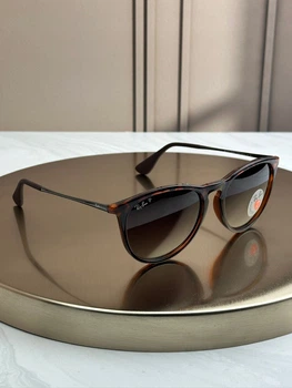 Сонцезахисні окуляри Ray-Ban Erika RB4171 гавана, коричнева градієнтна лінза, поляризовані, круглі, жіночі,