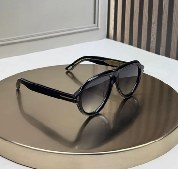 Солнцезащитные очки Tom Ford FT1225 черные авиатор ацетат, серая градиент-линза, унисекс,