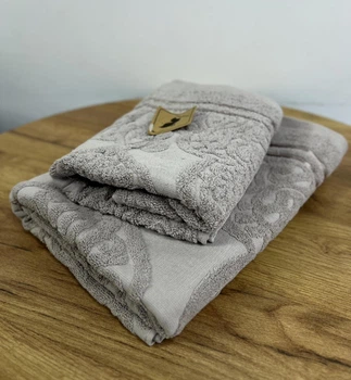 Набор махровых полотенец коттон L&M Home Textiles 2 шт (70х140, 50х90) винтаж моко светлый