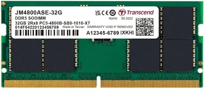 Оперативна пам'ять Transcend SODIMM DDR5-4800 32768 MB PC5-38400 (JM4800ASE-32G)