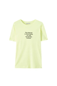 Футболка Pull & Bear лимонний з принтом SKYJZ435 L