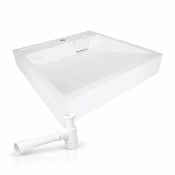 Раковина на стиральную машину Qtap Arvin 595×595 White из искусственного камня + сифон