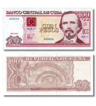 Банкнота 100 песо Куба 2024 рік UNC