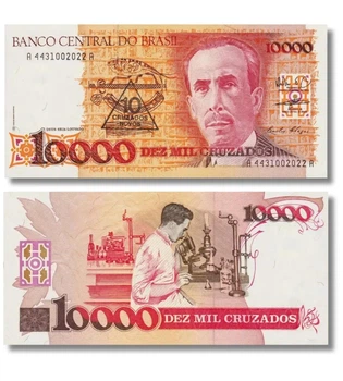 Банкнота 10 крузадо Бразилія 1989 рік UNC