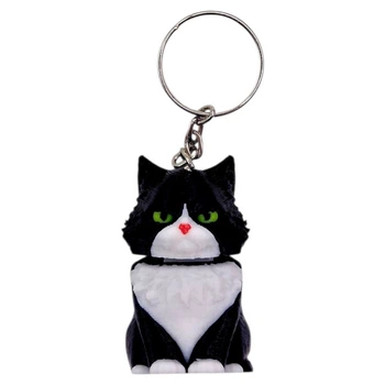 Брелок 3d печать КОТИК С пружиной (черный), KEYCHAIN MIC KCHN135