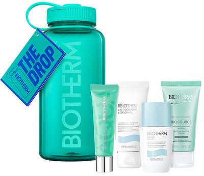 Zestaw kosmetyków pielęgnacyjnych Biotherm Aquasource Żel do twarzy nawilżający 15 ml + Pianka do mycia twarzy 50 ml + Mleczko do ciała 50 ml + Antyperspirant w kulce 75ml + Butelka wielorazowa (3614274831320)