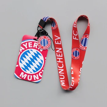 Картхолдер с ремешком на шею и брелоком ФК Бавария Мюнхен (FC Bayern Munchen), красный бейдж для карт и пропусков