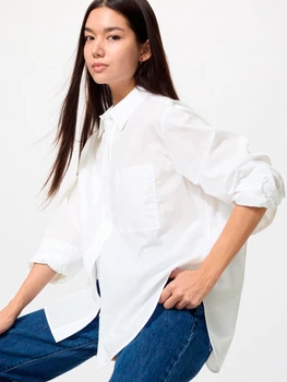 Рубашка хлопковая оверсайз женская Uniqlo 170729712 L Белая (1159864380)
