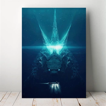 Интерьерная картина Годзилла под водой, Godzilla, кайдзю, фантастика, 42×30 см (id1265)