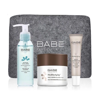 Антивозрастной набор для лица BABE Laboratorios (крепеллярный гель 90 мл + крем для кожи вокруг глаз 15 мл + ночной крем 50 мл