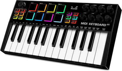 MIDI-клавіатура TERENCE з 25 клавішами, професійна, 500 мАг, 8 RGB-педів