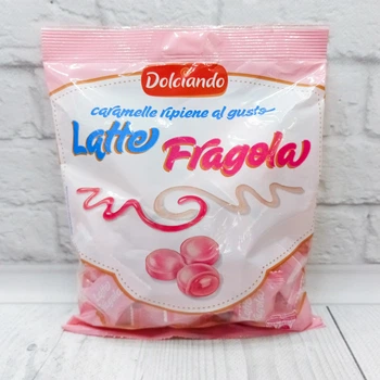 Карамель Dolciando Latte Fragola с молочно-клубничной начинкой 300 грамм