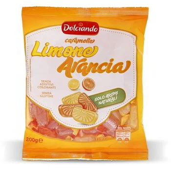 Карамель Dolciando Limone/Arancia зі смаком лимона та апельсина 200 грамм