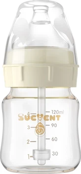Пляшечка SUCVENT Anti-Chocking and Anti-Colic антиколік скляна з широким горлом 120 мл