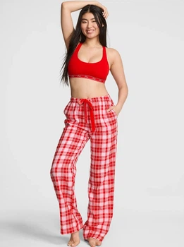 Жіночі піжамні фланелеві штани Victoria's Secret PINK Flannel Pajama Pants XS Regular Червоний (27146719)