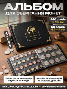 Альбом для зберігання монет кляссер нумізмата папка колекціонера аксесуар для нумізматики