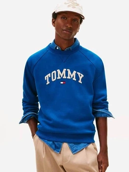 Світшот чоловічий Tommy Hilfiger з написом, круглий виріз, синій, розмір XL