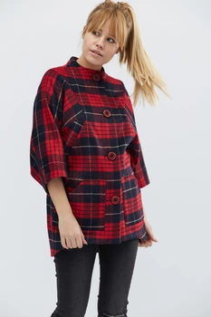 Пальто жіноче в клітинку X-Woyz PL-8741-2 58324 L червоний