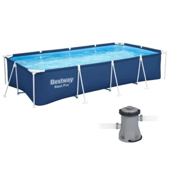 Каркасний прямокутний басейн Bestway 56424 з фільтр-насосом, 400×211×81 см
