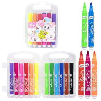 Набор фломастеров "Water color pen" 229-12(Pink) 12 цветов, в пластиковом боксе