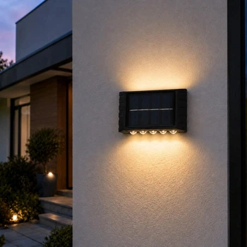 Cолнечный настенный светильник для двора 10LED тёплый