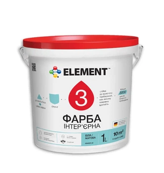 Фарба інтер'єрна акрилова матова для стель та стін ELEMENT 3 Біла 1л